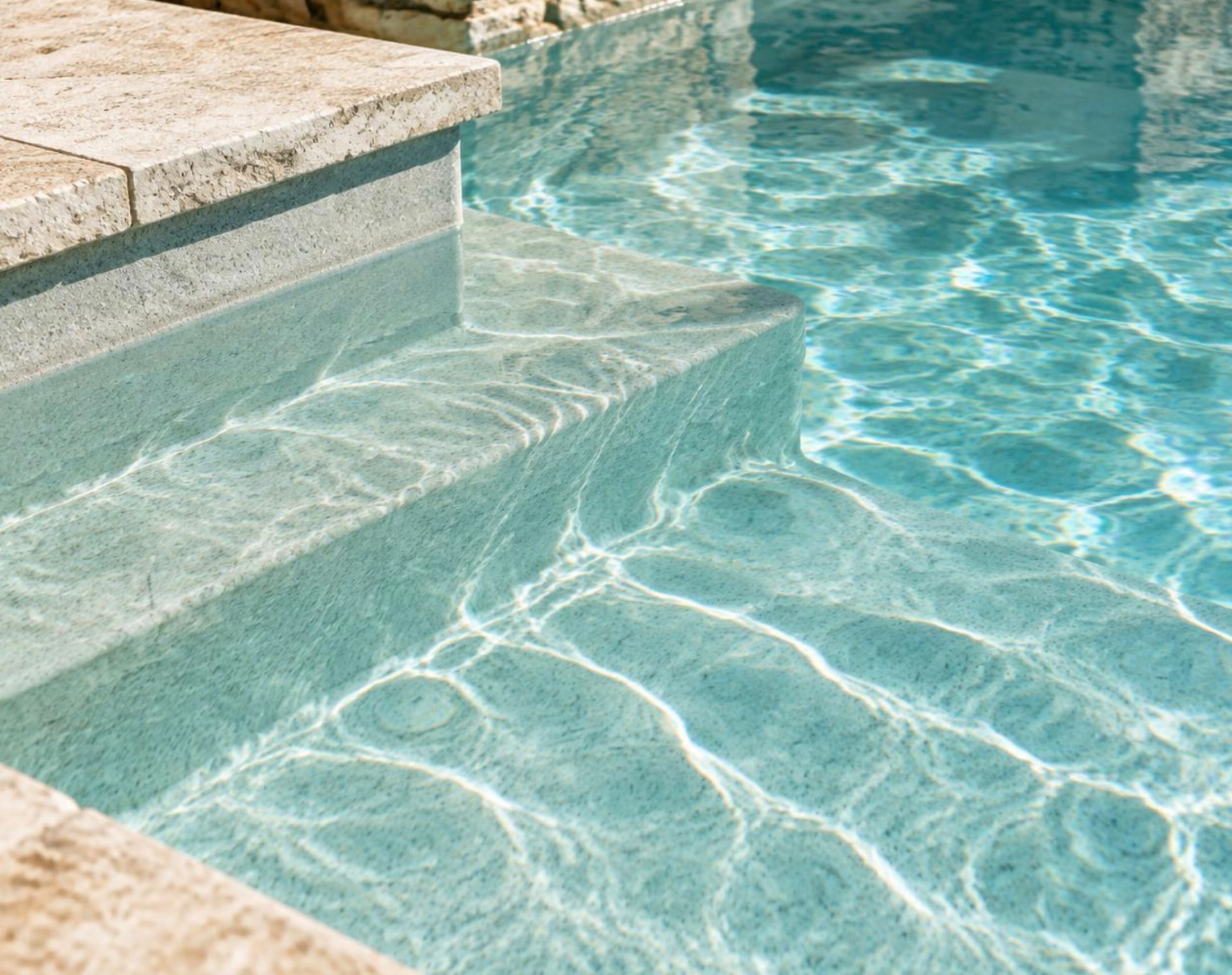 Close view of pool plaster finish